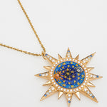 soru fine celestial pendant, soru micro mosaic star pendant, soru diamonds and sapphires celestial pendant, soru blue mosaic pendant 