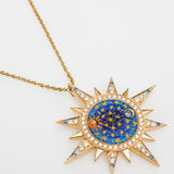 soru fine celestial pendant, soru micro mosaic star pendant, soru diamonds and sapphires celestial pendant, soru blue mosaic pendant 