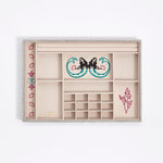 Kinship Press X Soru embroidered linen and velvet Treasures Jewellery Tray