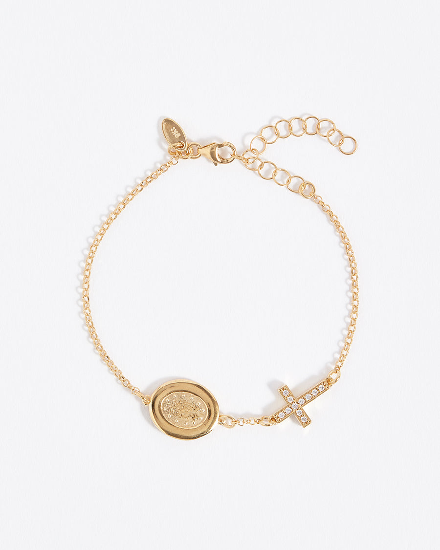 soru jewellery solid gold and crystal madonna rosary bracelet 