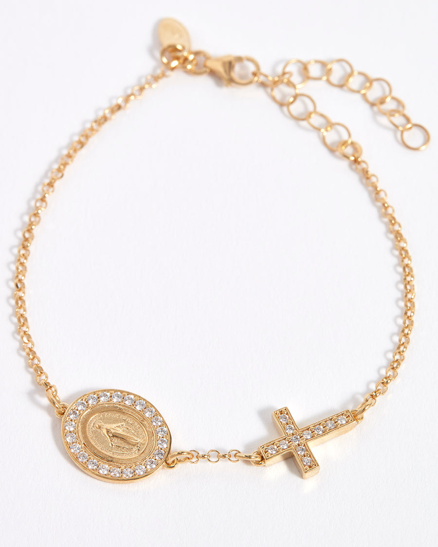 soru jewellery solid gold and crystal madonna rosary bracelet 
