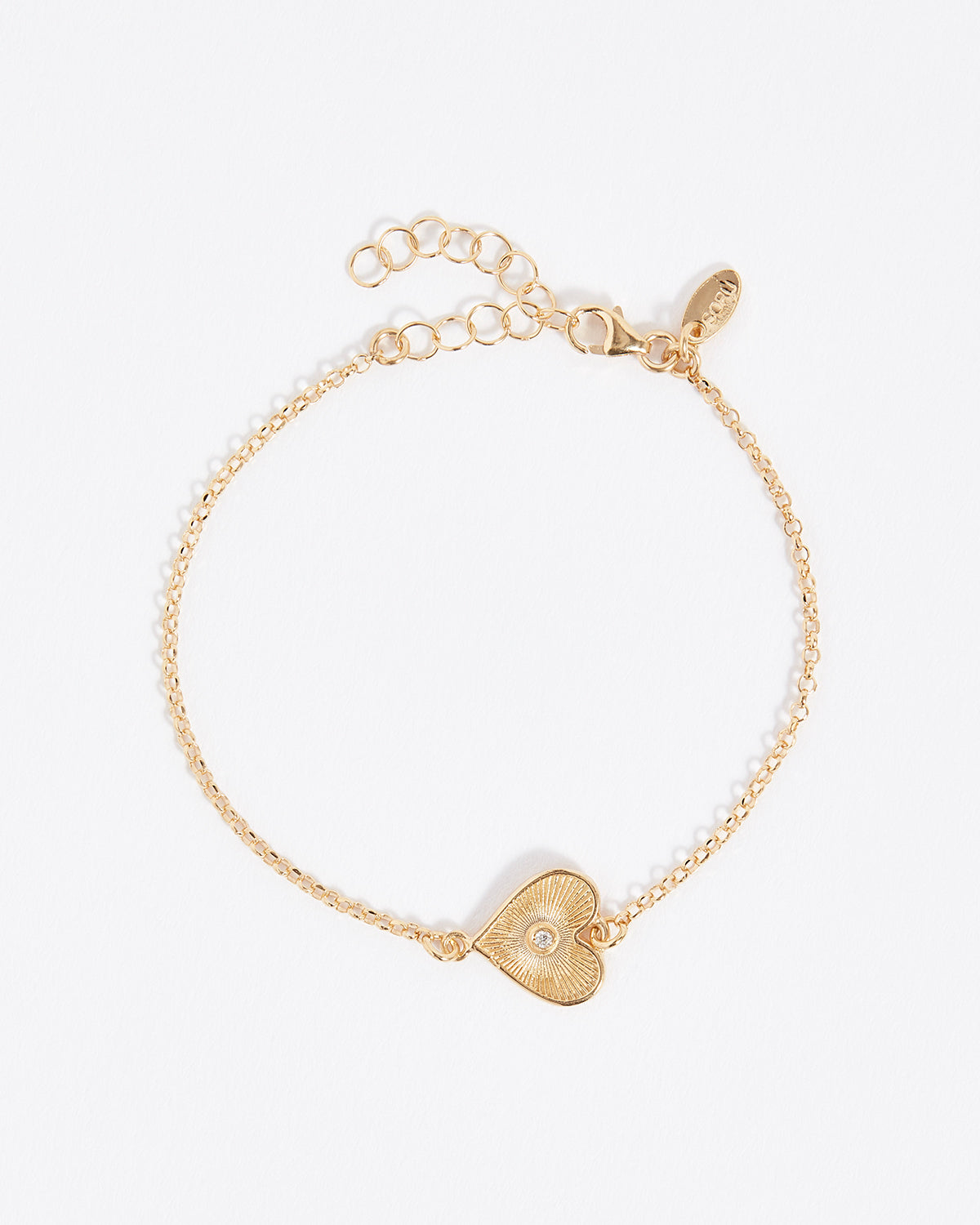 Heart Solid & Diamond Bracelet