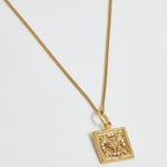 soru jewellery mini square gold plated silver pendant necklace with pearl floral design