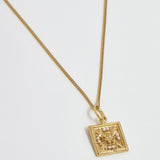 soru jewellery mini square gold plated silver pendant necklace with pearl floral design