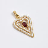 soru amore heart interchangeable charm pendant, with mini pearl and garnet on gold plated silver