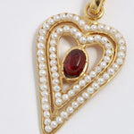 soru amore heart interchangeable charm pendant, with mini pearl and garnet on gold plated silver