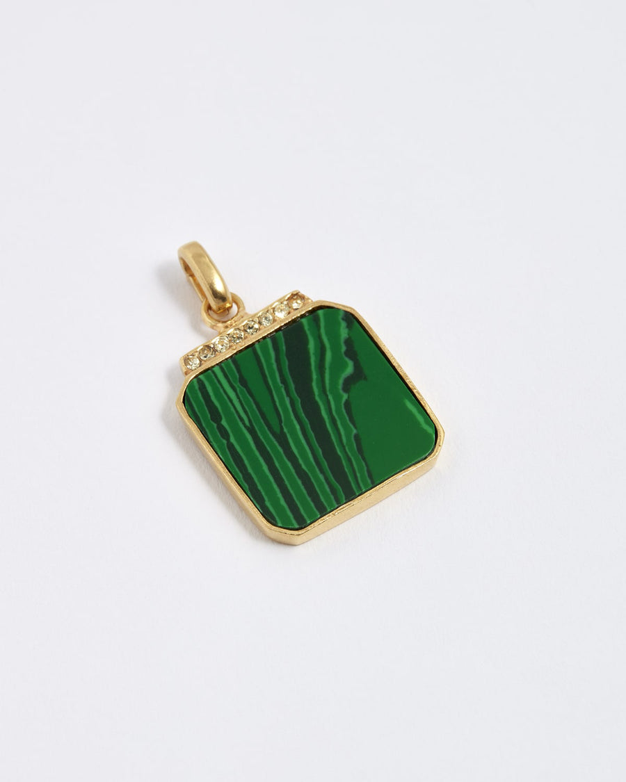 soru lynx charm necklace, green malachite necklace