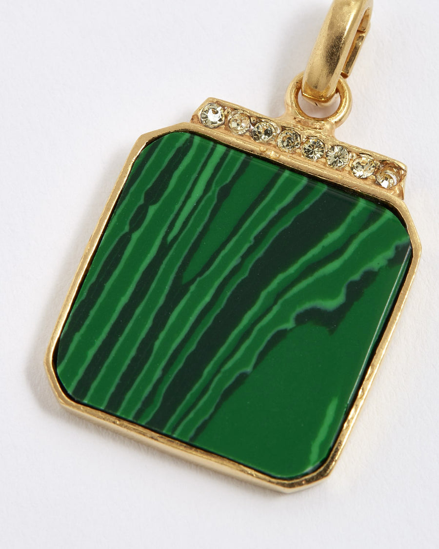 soru lynx charm necklace, green malachite necklace