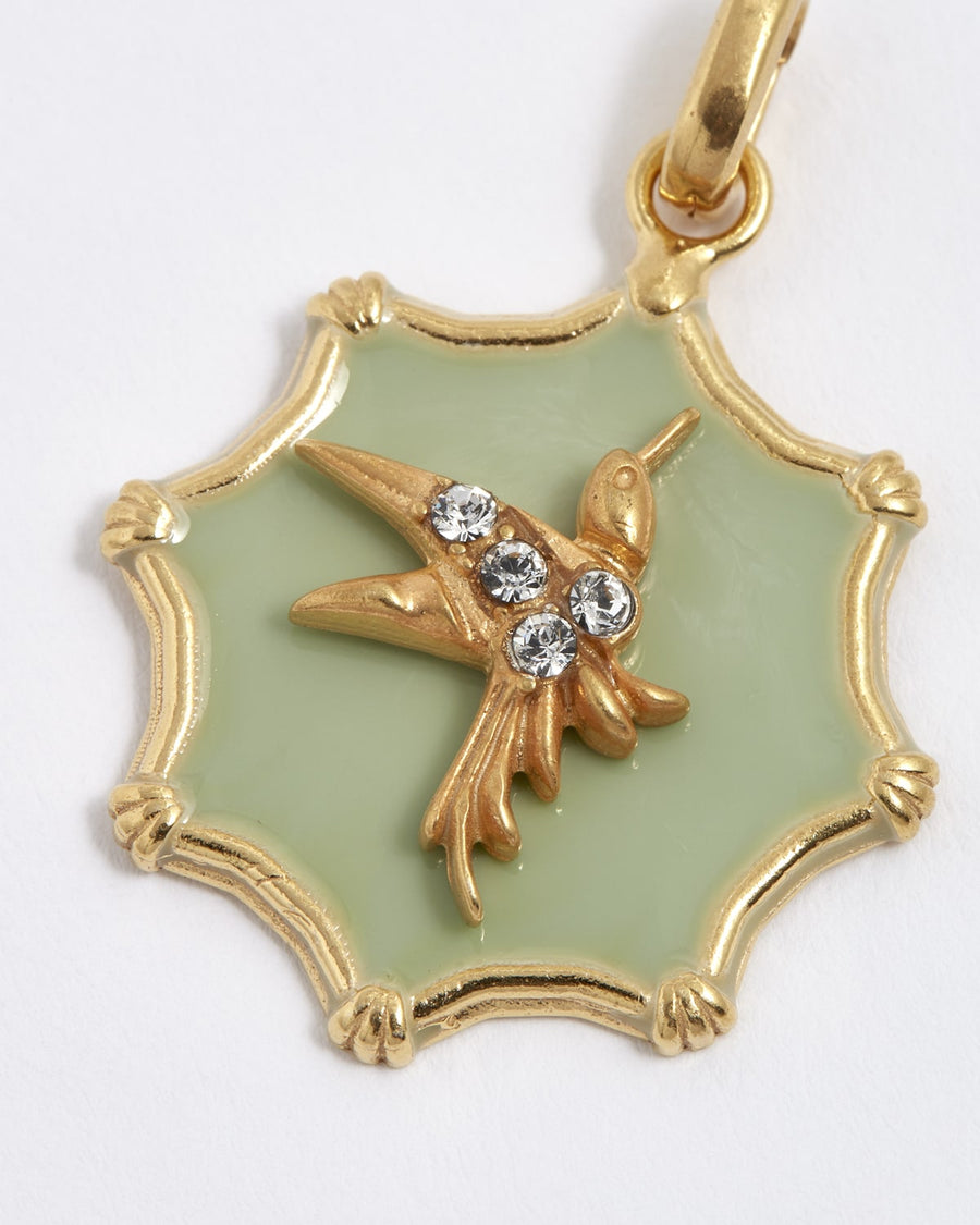 Soru hummingbird pale green enamel charm, detachable charm for soru necklace