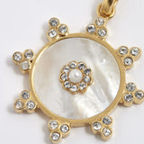 soru jewellery detachable mother of pearl circular charm made with gold plated silver and clear crystals