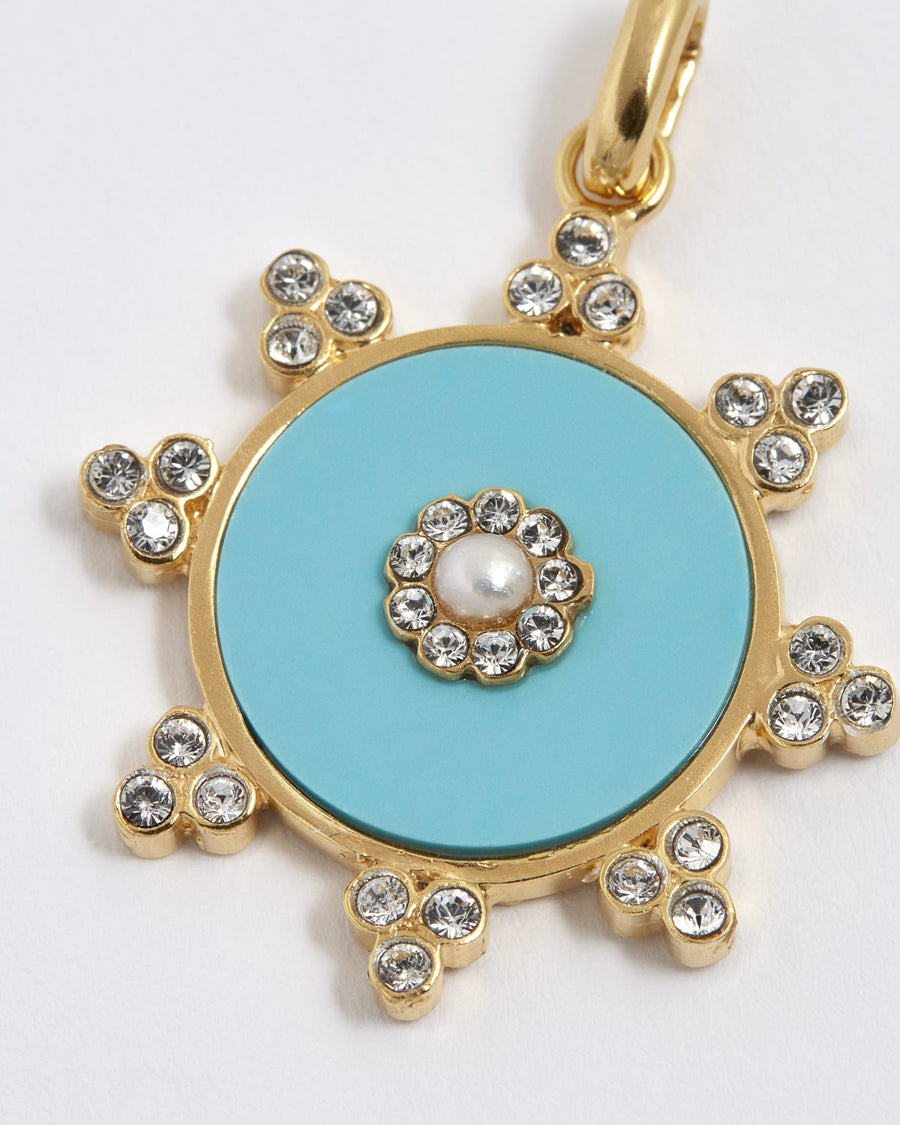 soru jewellery detachable charm made with turquoise paste, gold plated silver and clear crystals