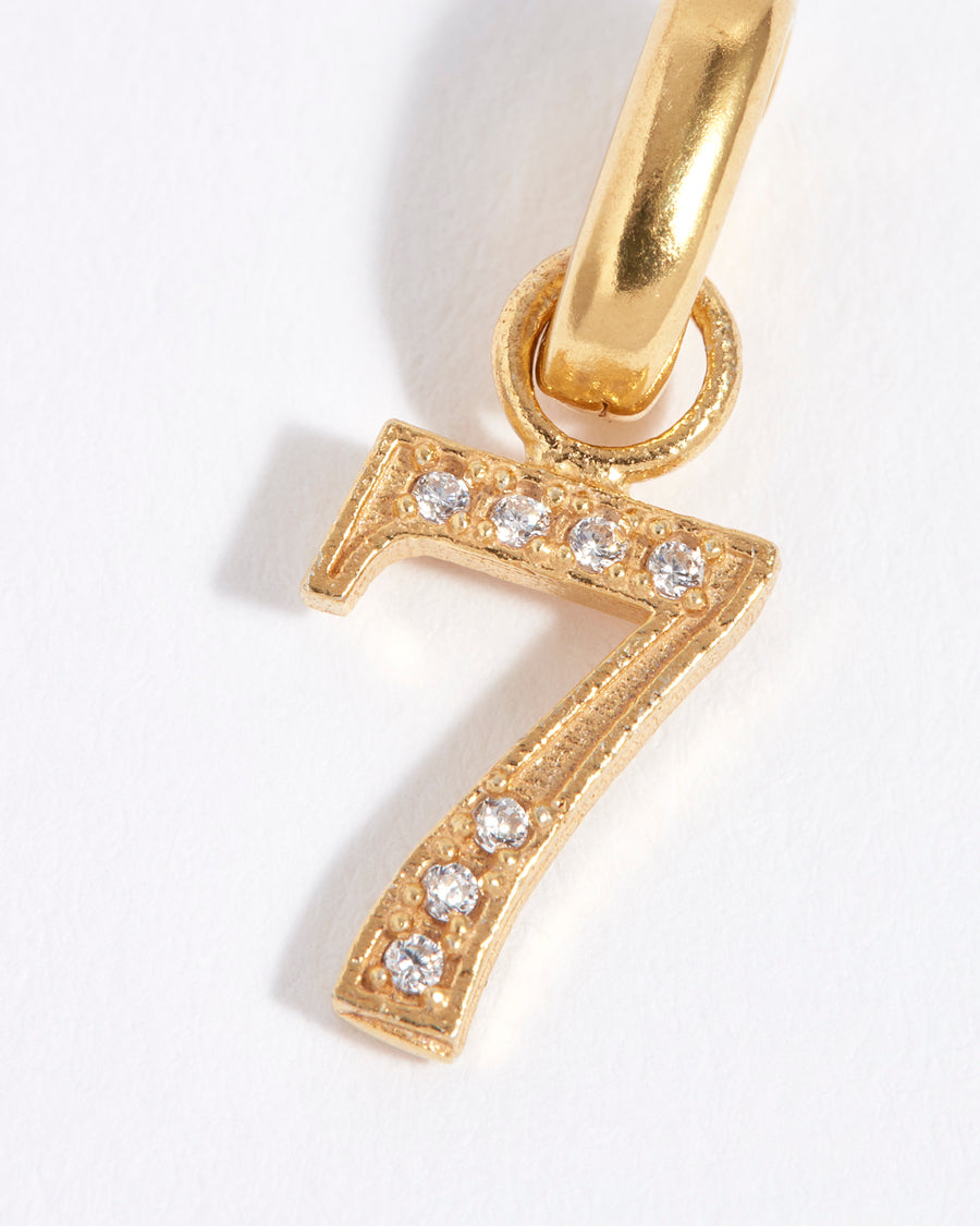 number 7 gold and crystal charm 