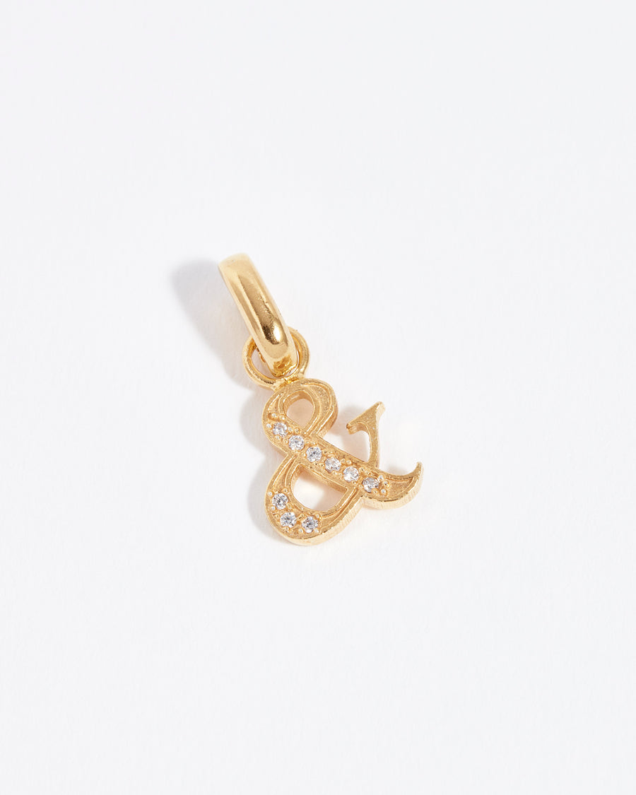 gold crystal ampersand symbol charm 