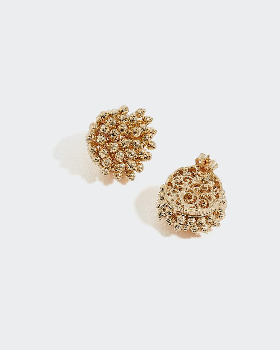 soru oversized gold beaded stud earrings made fro gold plated silver