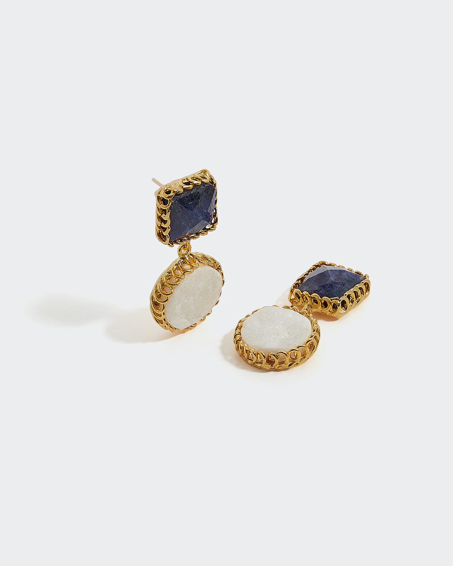 Sapphire and Chalcedony Earrings