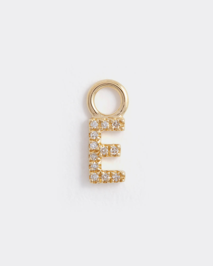letter e gold and diamond charm