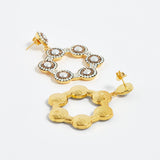 Soru Jewellery Baroque pearl and opal crystal hoop earrings on gold plated silver 