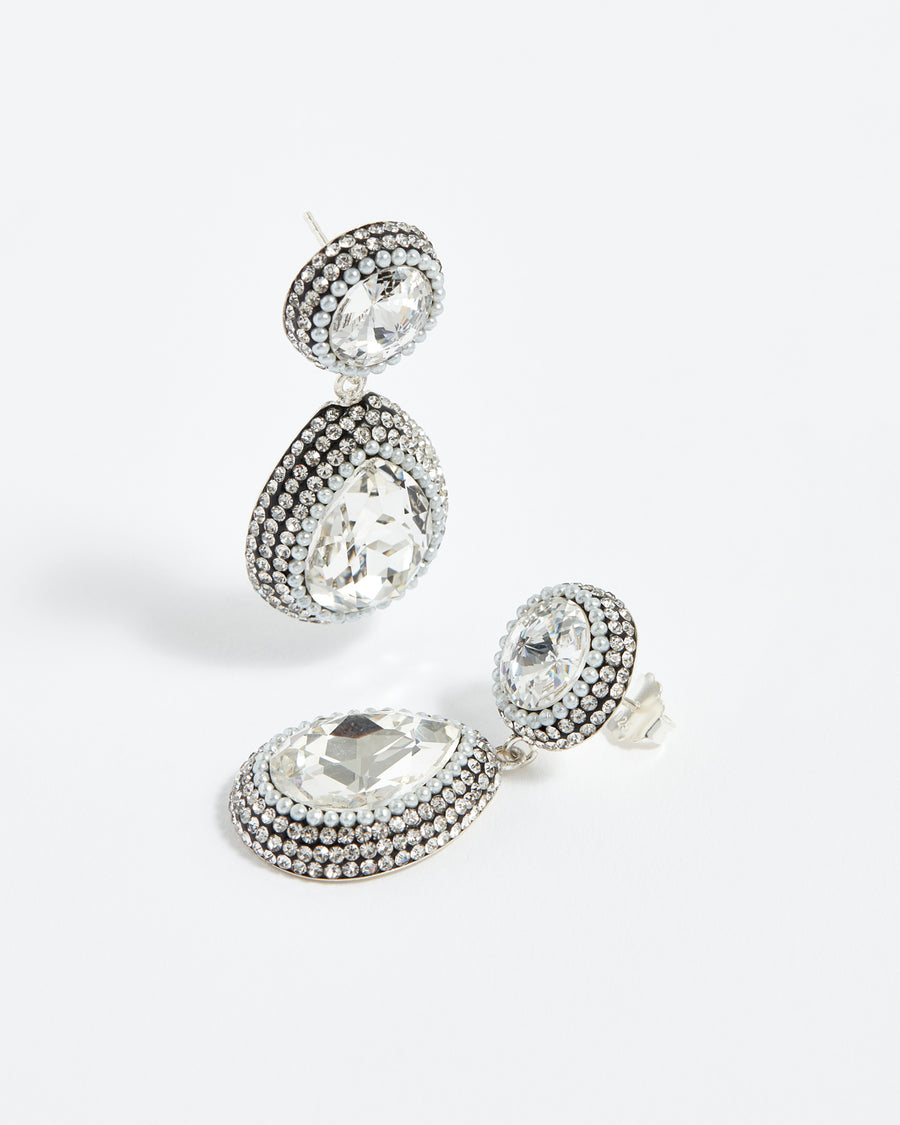 SORU silver crystal teardrop earrings