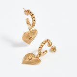 SORU JEWELLERY GOLD HEART TI AMO EARRINGS
