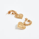 SORU JEWELLERY GOLD HEART TI AMO EARRINGS