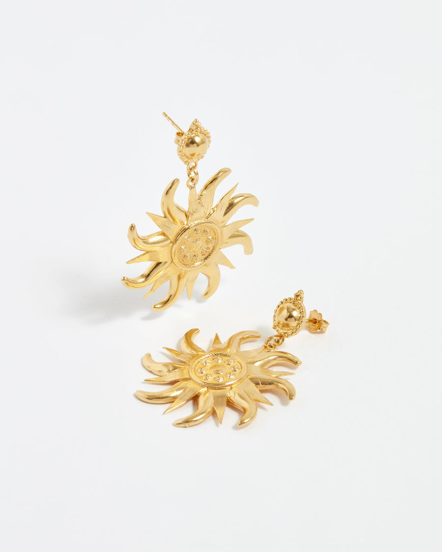 Soru Jewellery large gold sun earrings