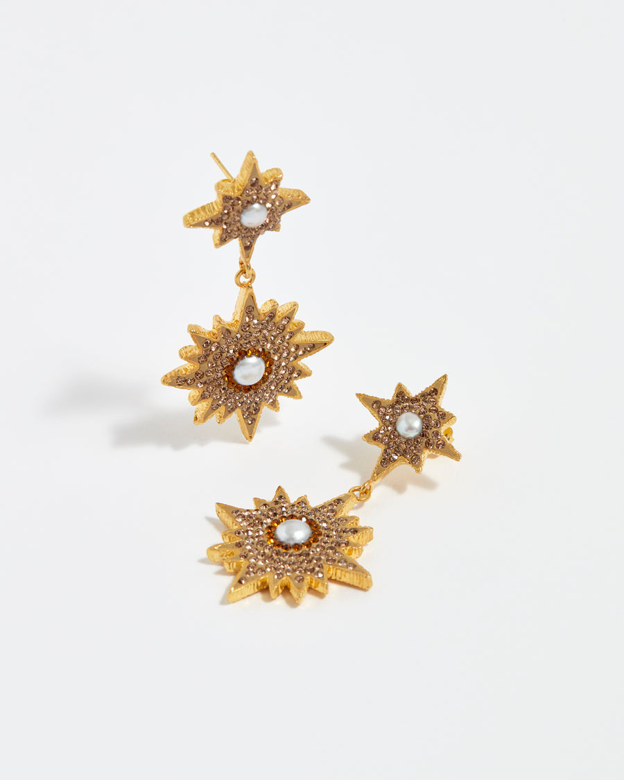 Soru jewellery earrings gold star crystal pearl