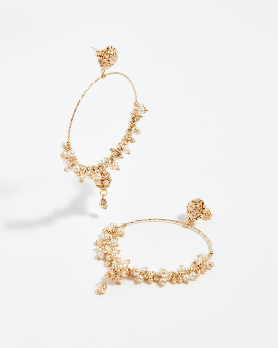 soru jewellery mega hoop pearl and gold vermeil earrings