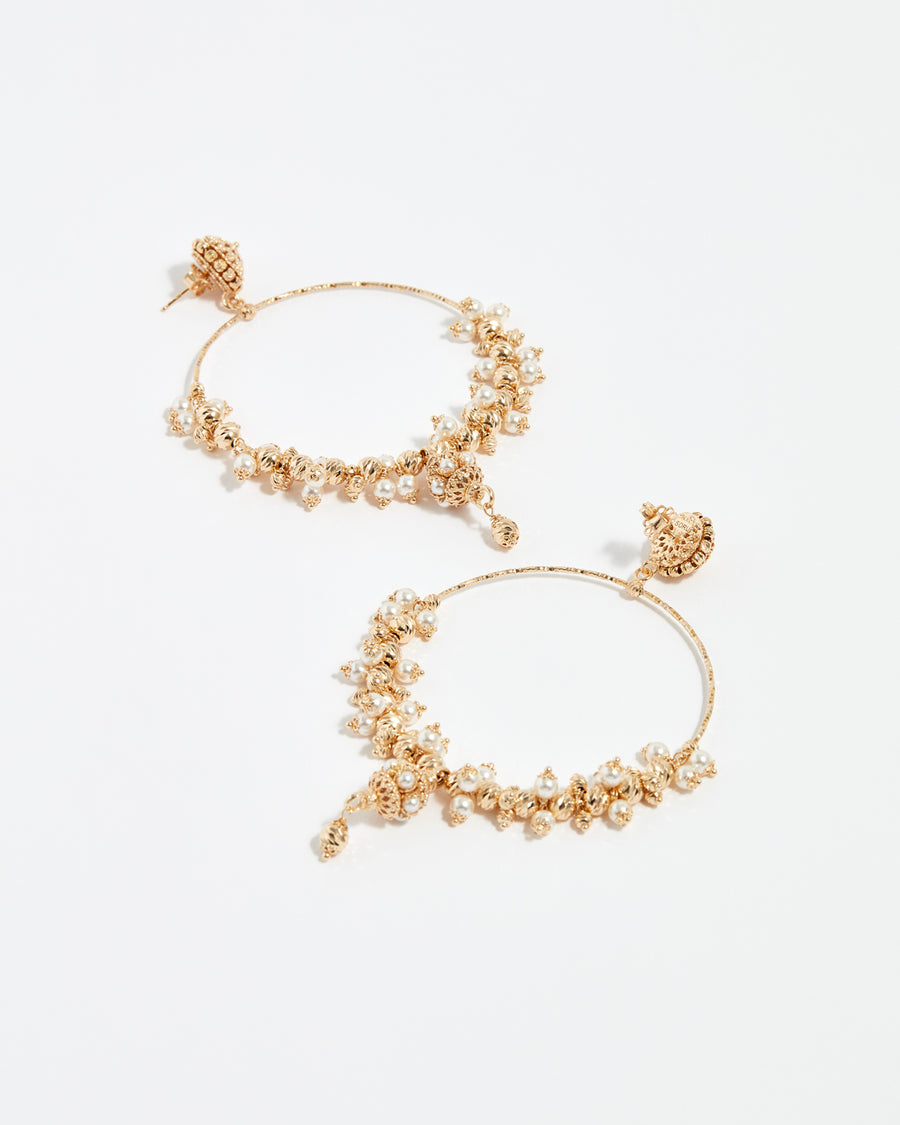 soru jewellery mega hoop pearl and gold vermeil earrings