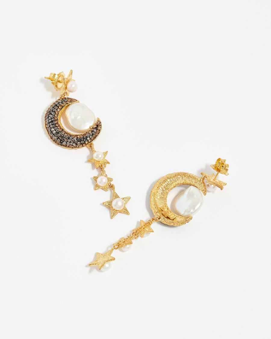 soru jewellery atlas crescent moon and baroque pearl star charm earringssoru jewellery atlas crescent moon and baroque pearl star charm earrings