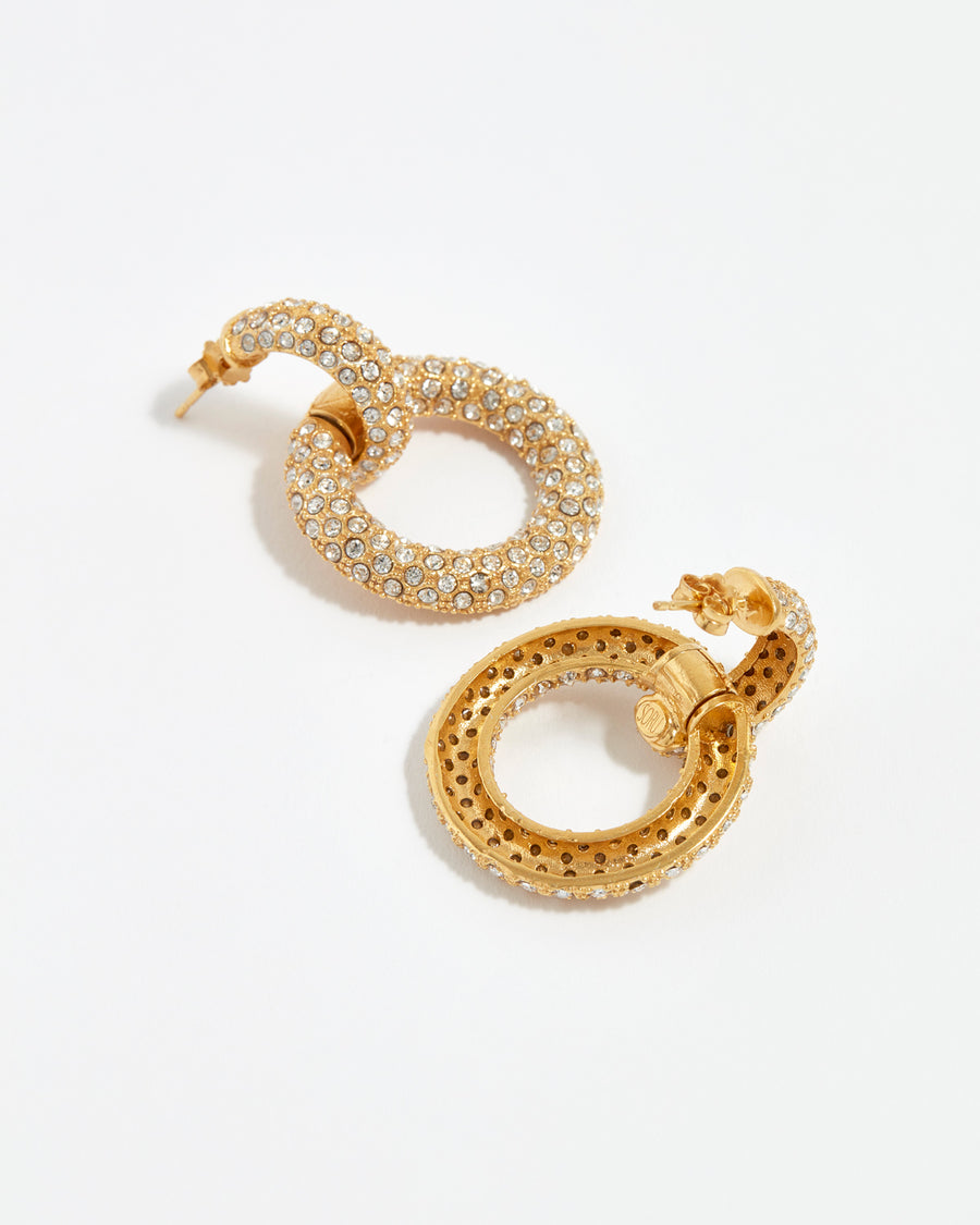 Soru jewellery gold and crystal hoop earrings in gold plated silver