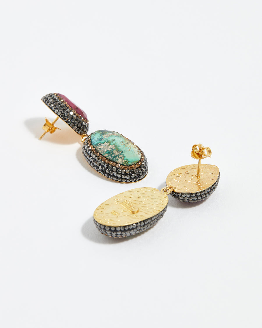 soru jewellery ruby and turquoise earrings