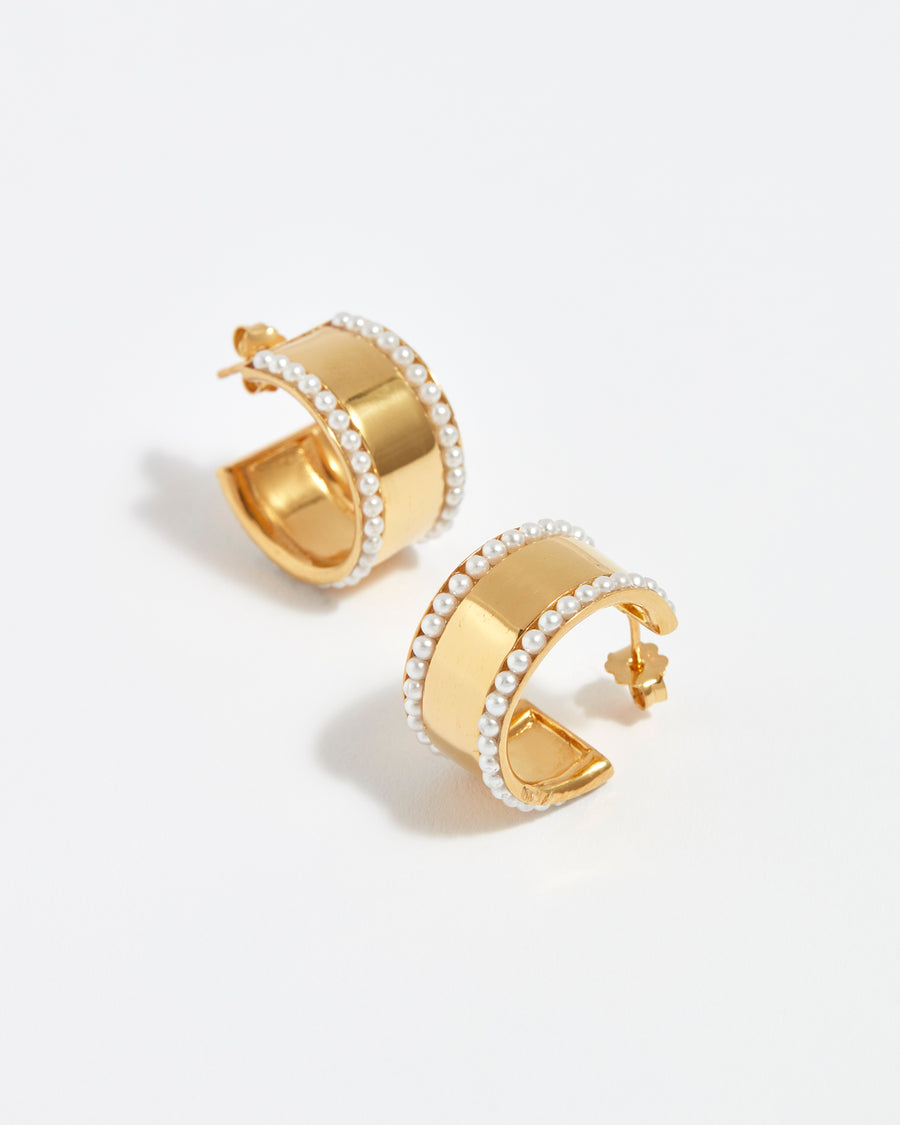 soru Torino gold and pearl hoop earrings