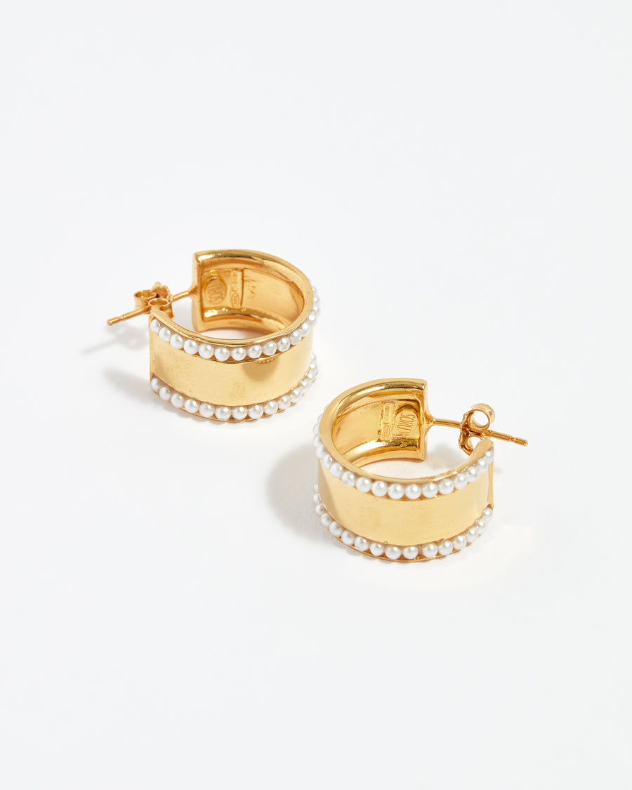soru Torino gold and pearl hoop earrings