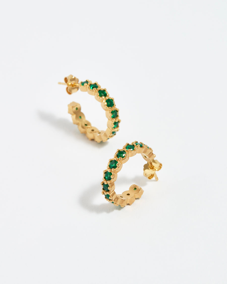 Soru Jewellery green crystal mini hoop earrings