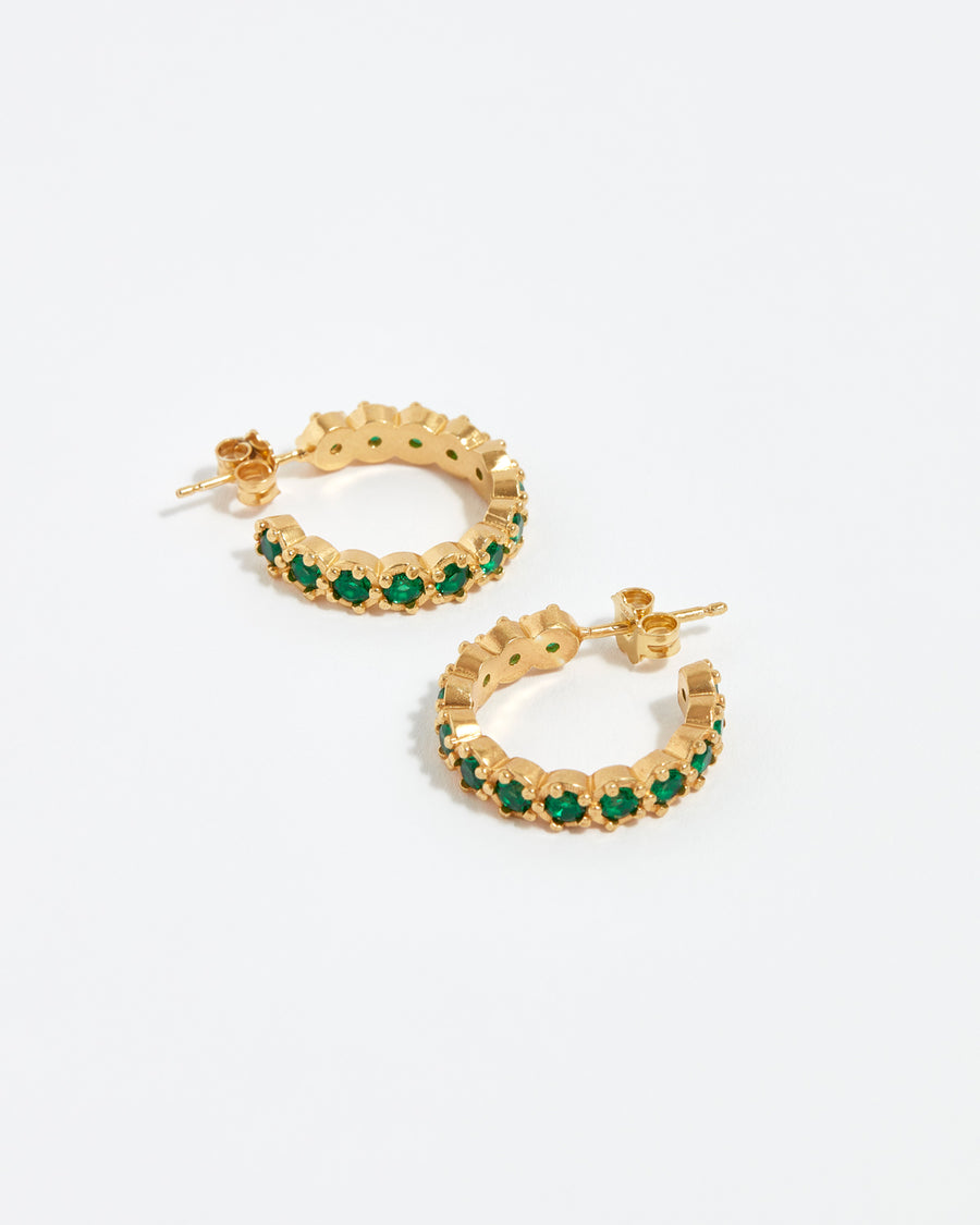 Soru Jewellery green crystal mini hoop earrings