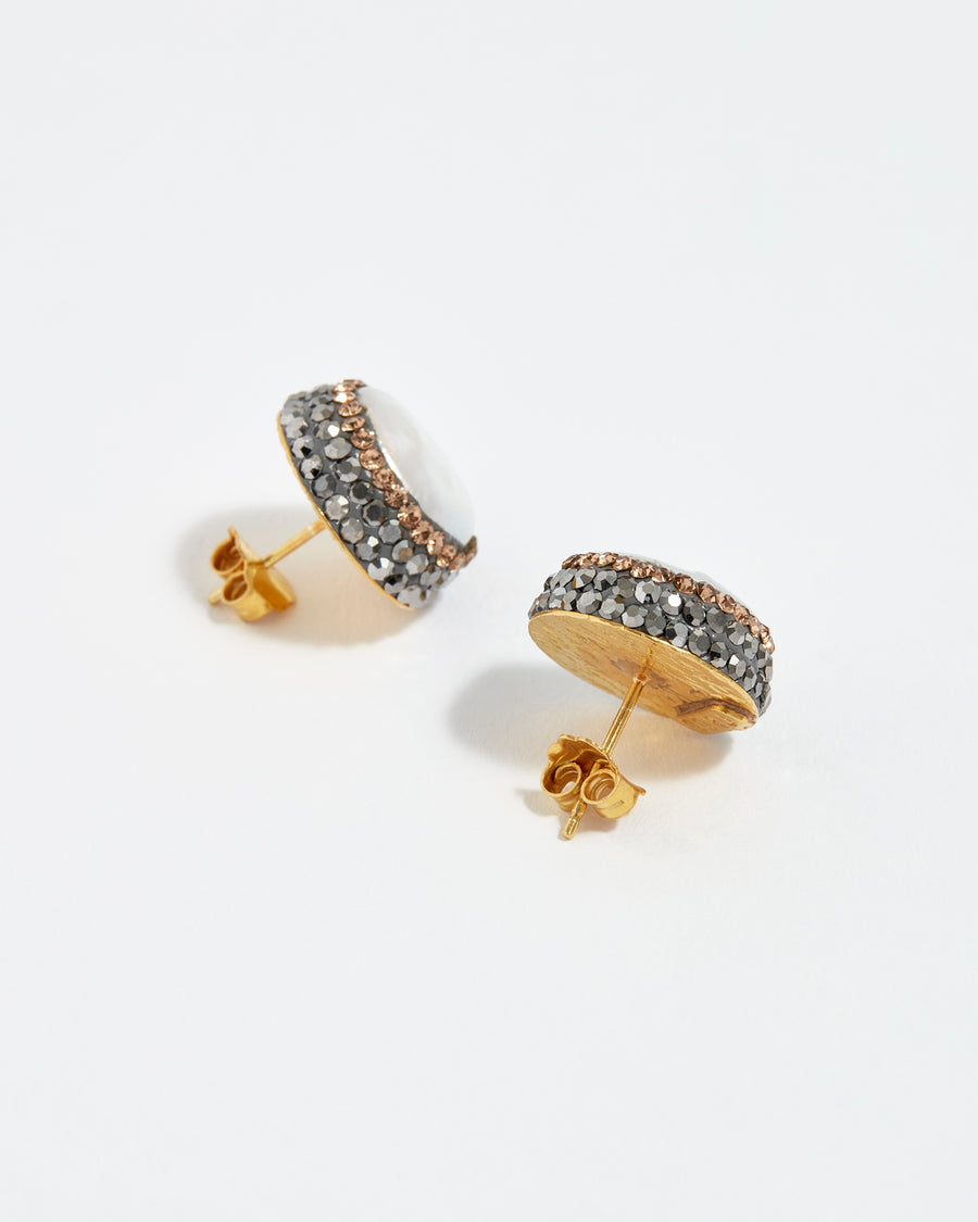 Baroque Pearl Stud Earrings, Gold