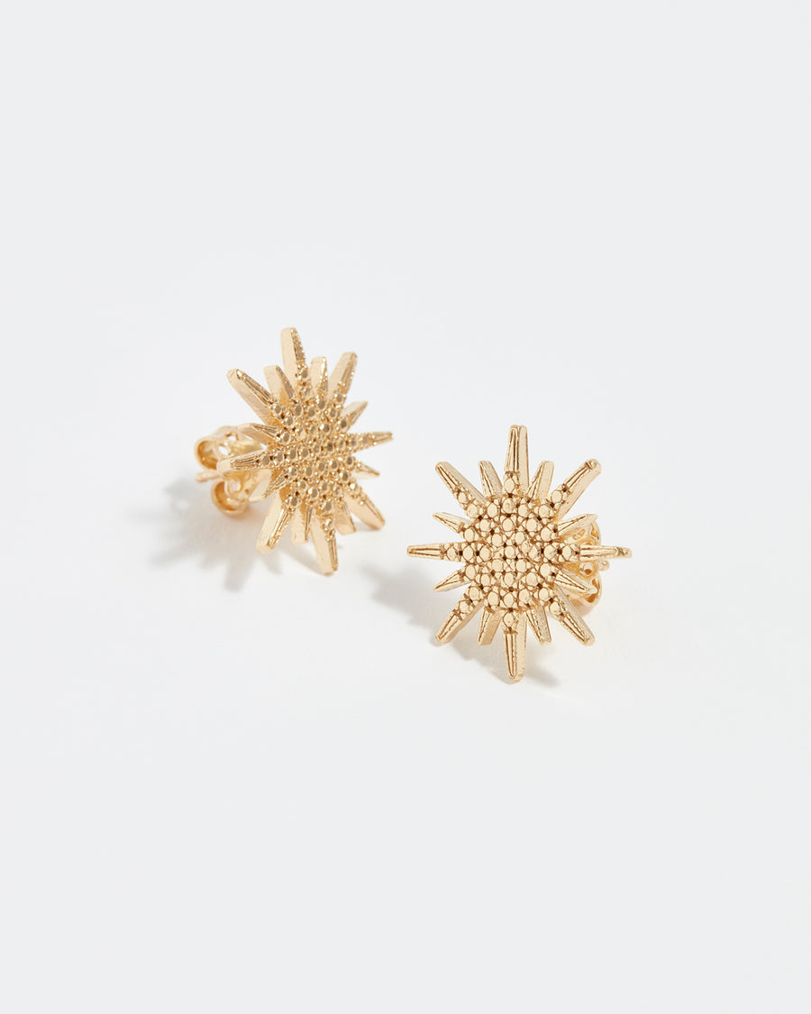 Soru Jewellery Textured gold star bust stud earrings