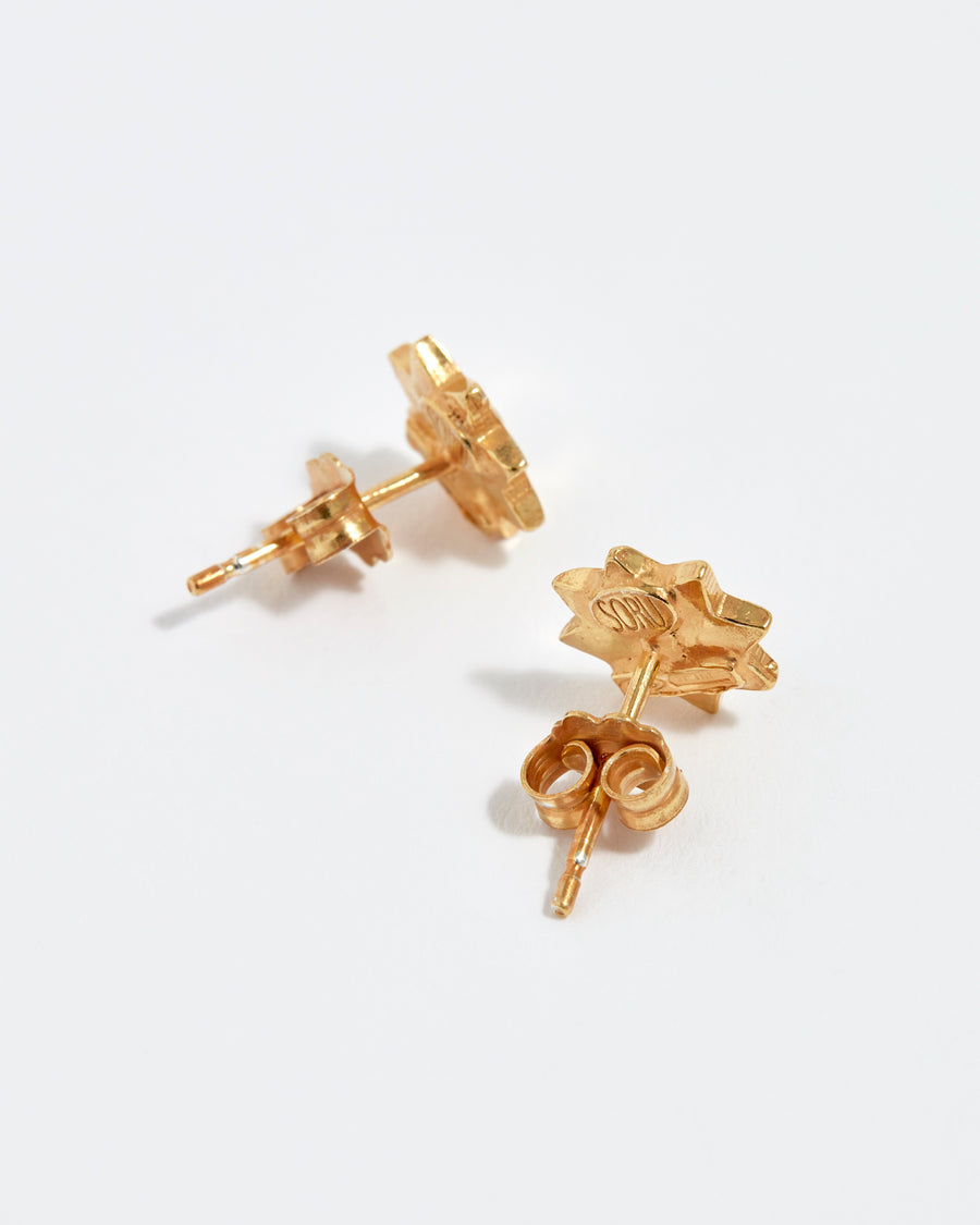 soru little gold star stud earrings with crystal centre 
