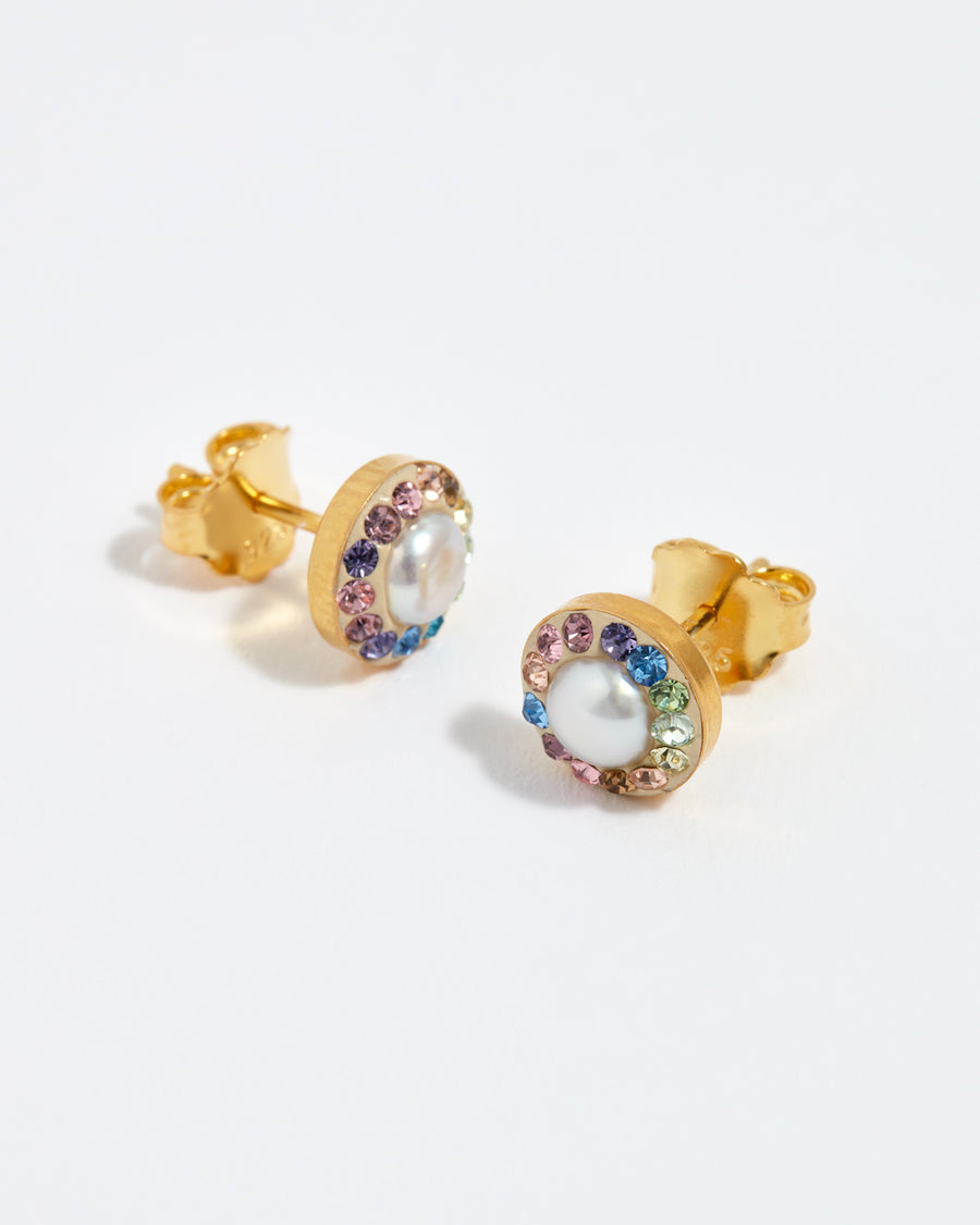soru pearl rainbow stud earrings