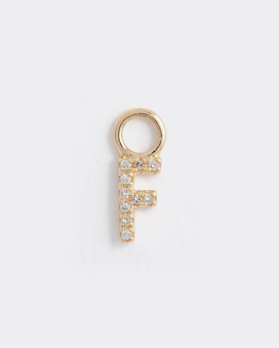 letter f gold and diamond charm