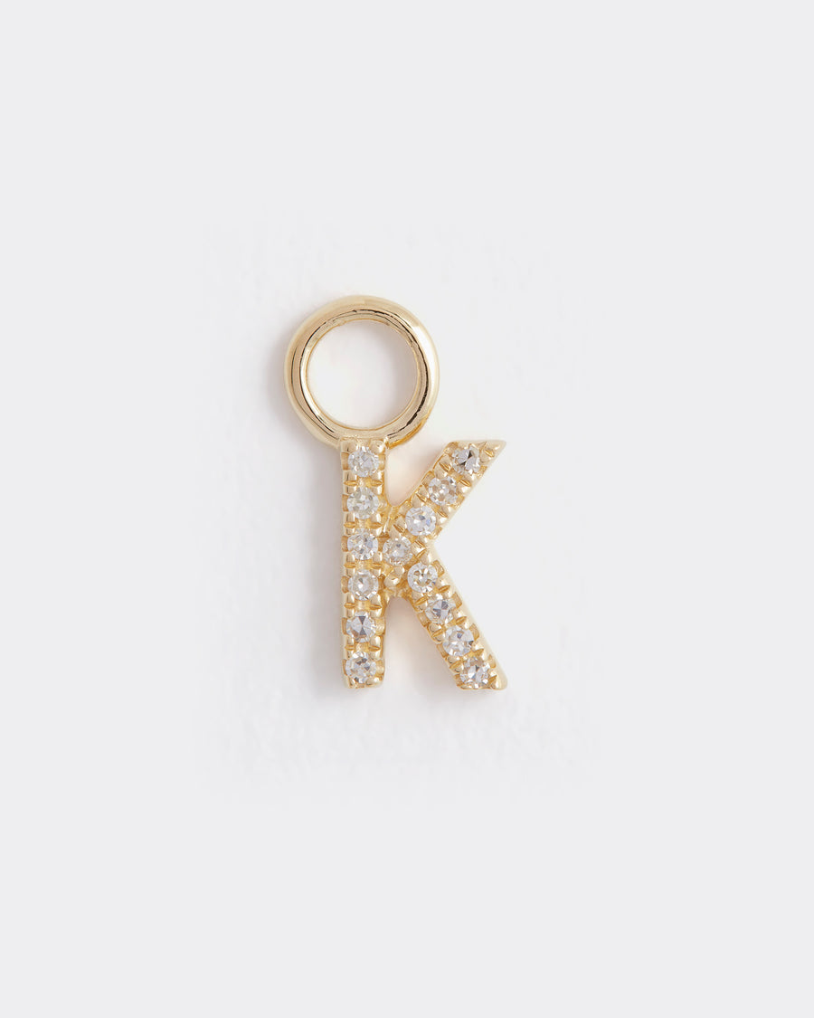 letter k gold and diamond charm