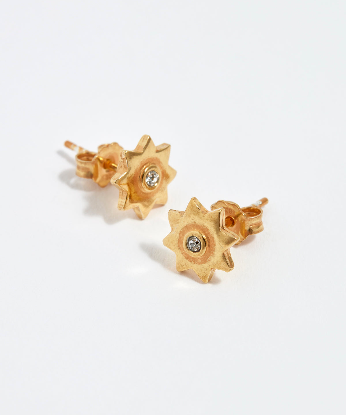 soru little gold star stud earrings with crystal centre 
