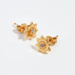 soru little gold star stud earrings with crystal centre 