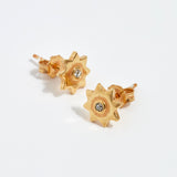 soru little gold star stud earrings with crystal centre 