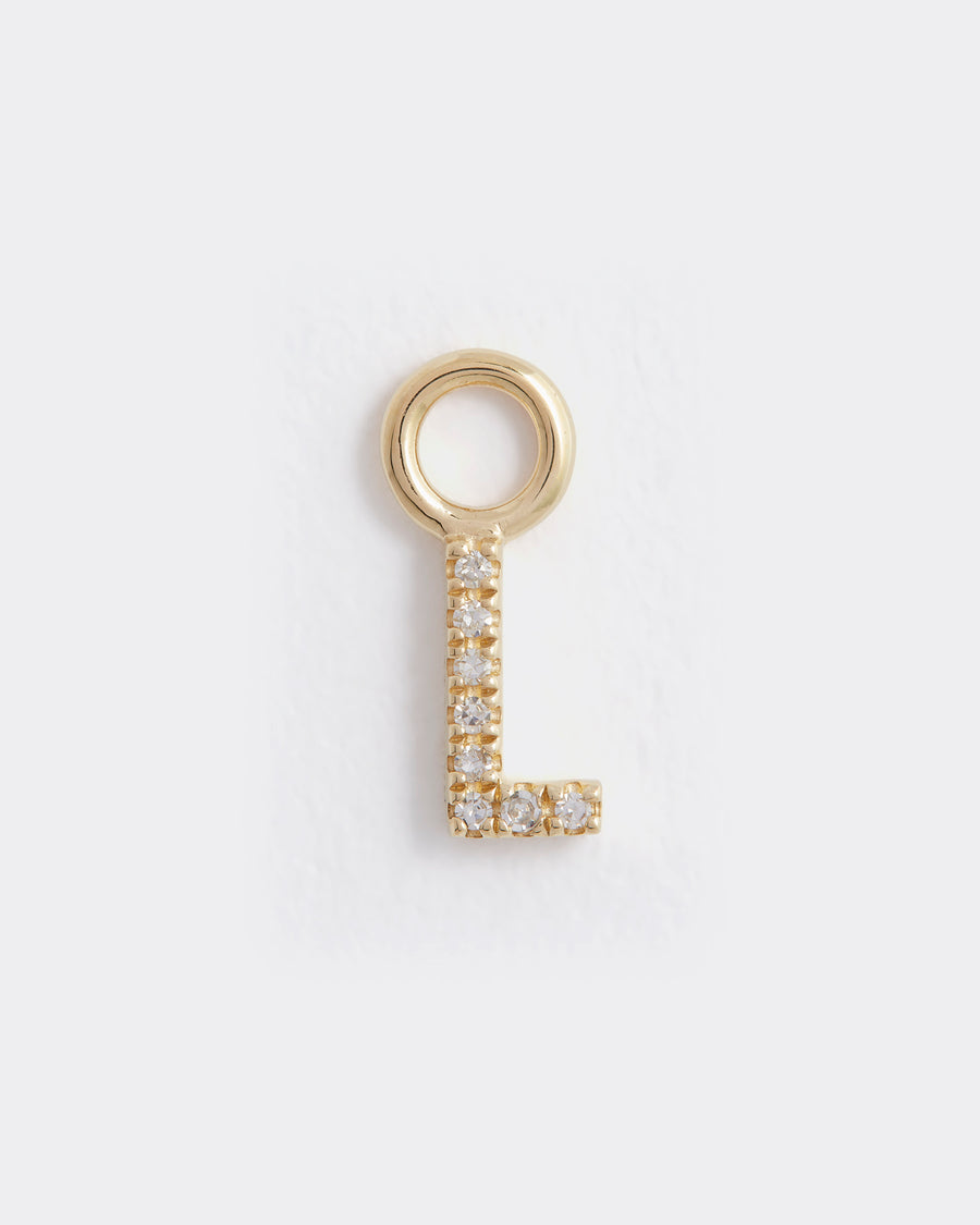 letter l gold and diamond charm