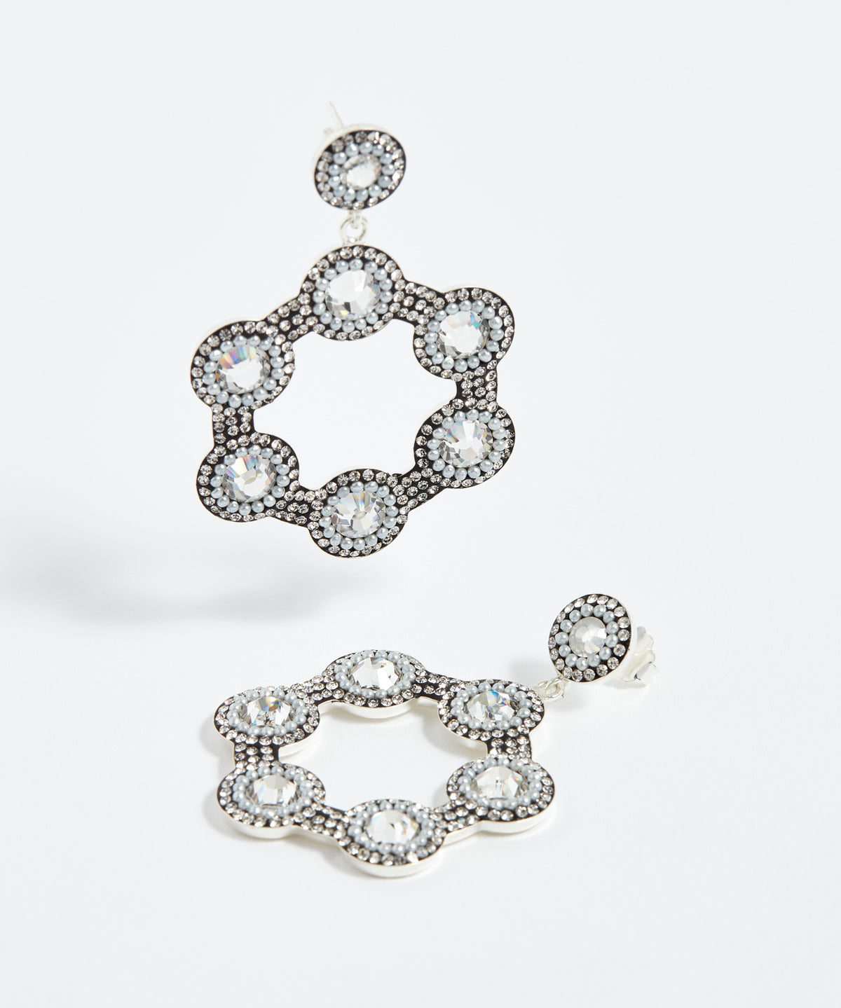 SORU CRYSTAL SILVER MINI HOOP EARRINGS