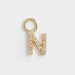 letter n gold and diamond charm