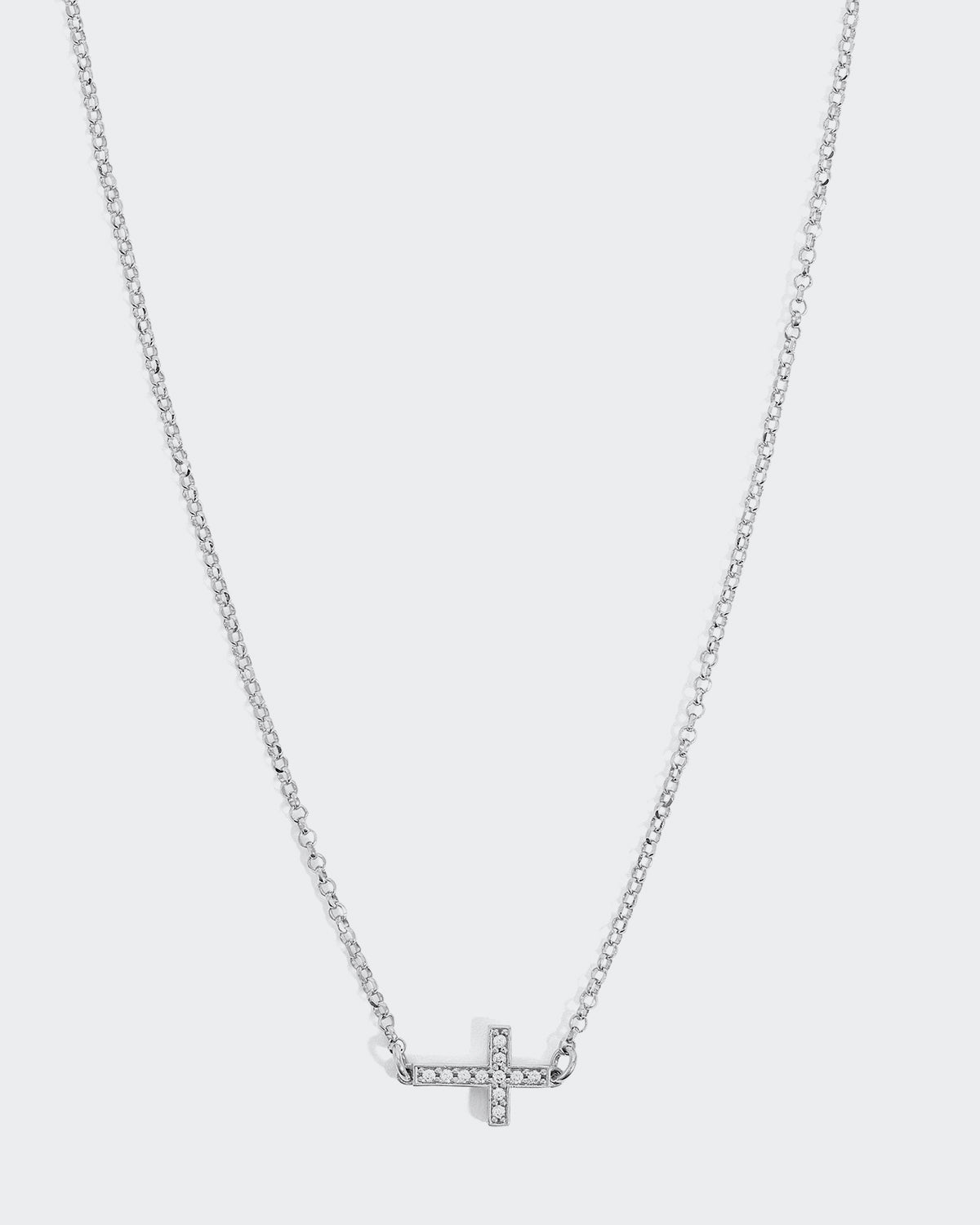 Solid White Gold Cross Necklace