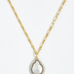 soru jewellery baroque pearl pendant necklace, gold chunky chain with opal Swarovski crystals 