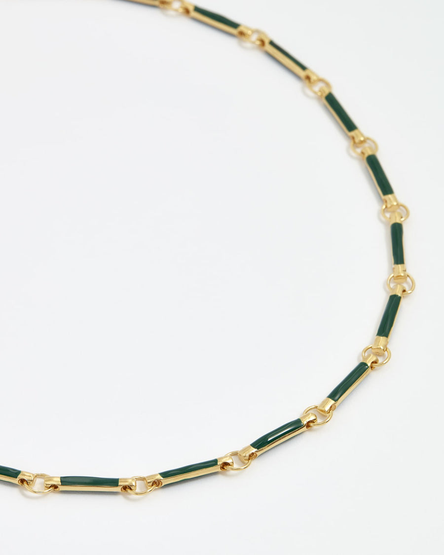 Soru Jewellery green enamelled chain necklace 